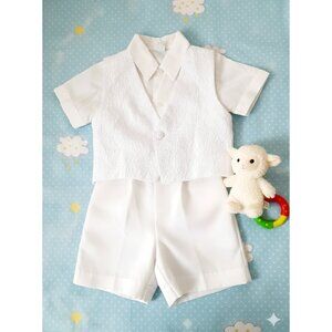 Toddler Boys Cute VTG Clothes Size 4T White Short Pants Shirt Special Outfit Set